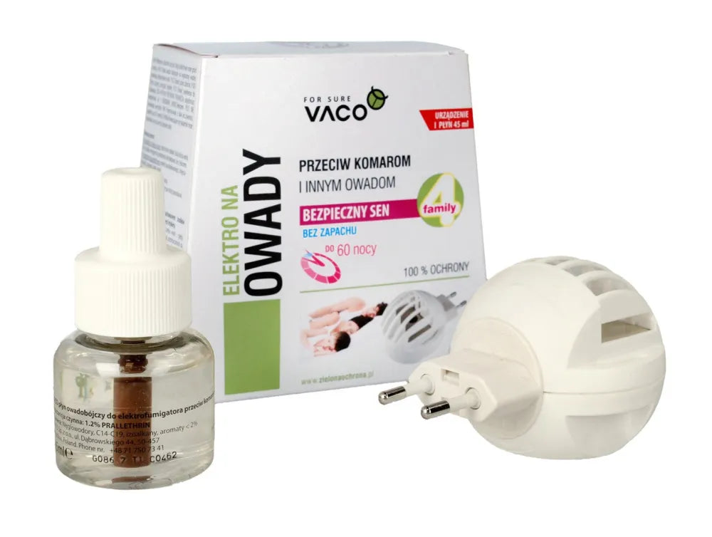 VACO Electrofumigator prieš uodus ir kitus vabzdžius Saugus miegas + Skystis 45ml 1 pakuotė. - Medicinos slaugos prekės