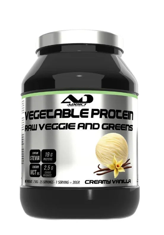 Vegetable Protein Raw Veggie and Greens Creamy Vanilla - 750g - Addict Sport Nutrition - Sporto papildai