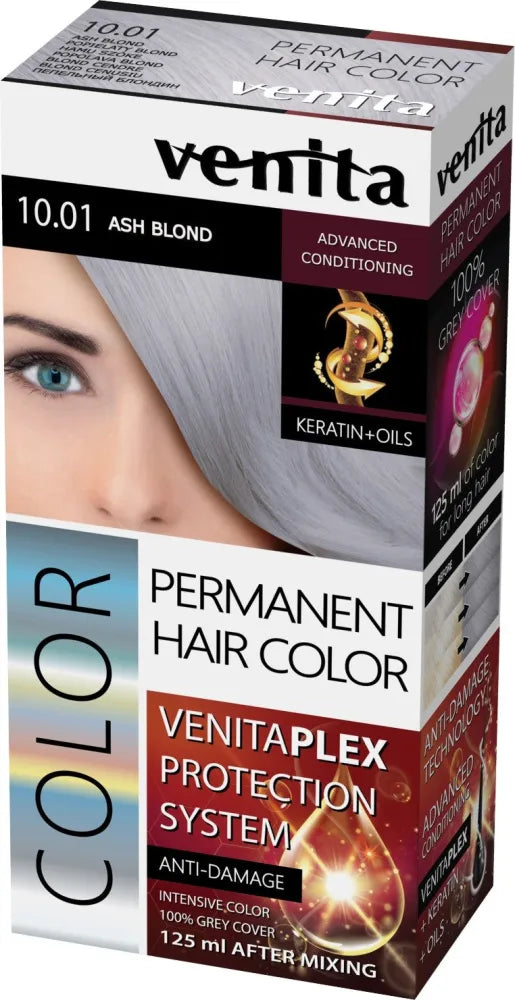 VENITA Color Hair Dye Plex Nr. 10.01 Pelenų blondinė 1op. - Kosmetika