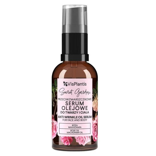 VIS PLANTIS Anti-Wrinkle Oil Serum veidui ir kūnui - Rožė Makadamija 30ml - Kosmetika