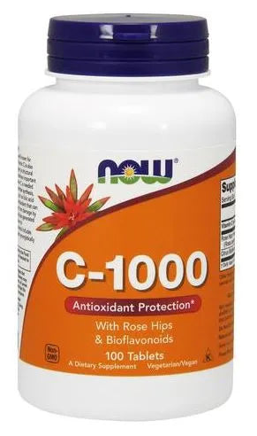 Vitamin C-1000 with Rose Hips & Bioflavonoids - 100 tablets - NOW Foods - Papildai