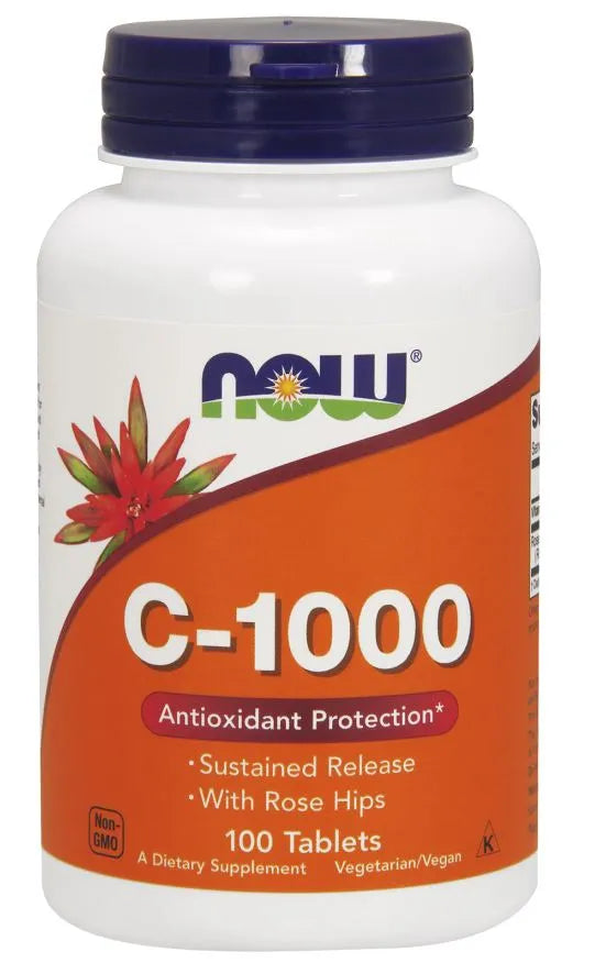 Vitamin C-1000 with Rose Hips - Sustained Release - 100 tabs - NOW Foods - Papildai