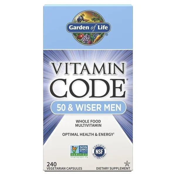 Vitamin Code 50 & Wiser Men - 240 vcaps - Garden of Life - Papildai