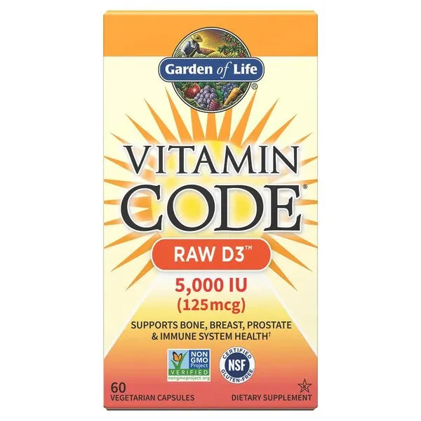 Vitamin Code Raw D3 5000 IU - 60 vcaps - Garden of Life - Papildai
