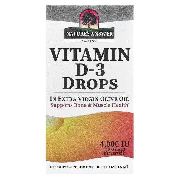 Vitamin D-3 Drops 4000IU - 15 ml - Nature’s Answer - Papildai