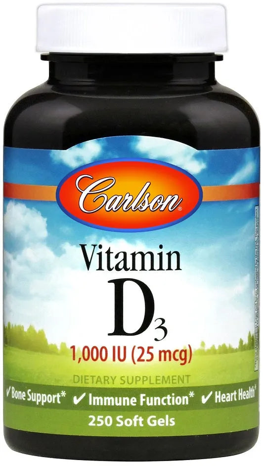 Vitamin D3 1000 IU - 250 softgels - Carlson Labs - Papildai