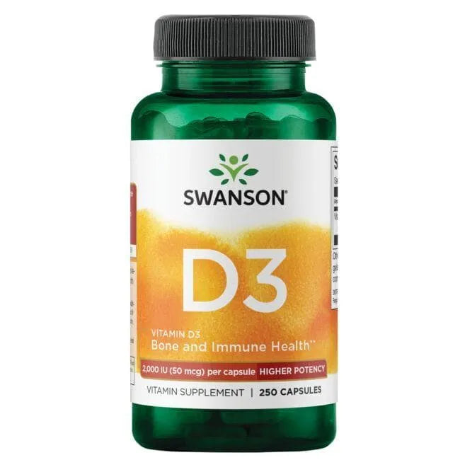 Vitamin D3 - Didelio stiprumo - 2000 IU - 50 mcg - N250 - Swanson - Papildai