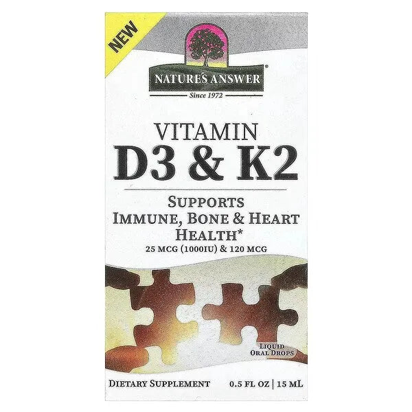 Vitamin D3 & K2 - 15 ml - Nature’s Answer - Papildai