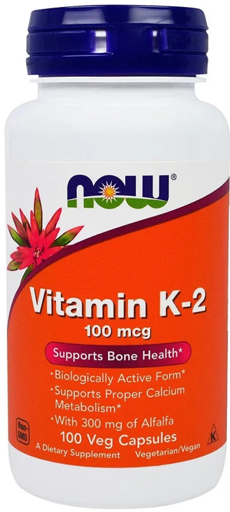 Vitamin K-2 100mcg - 100 vcaps - NOW Foods - Papildai