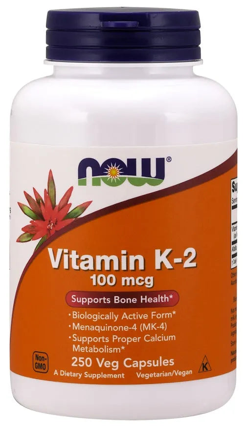 Vitamin K-2 100mcg - 250 vcaps - NOW Foods - Papildai