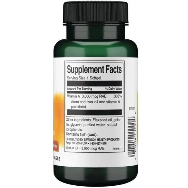 Vitaminas A - Akims - 10.000 IU - N250 - Swanson - Papildai