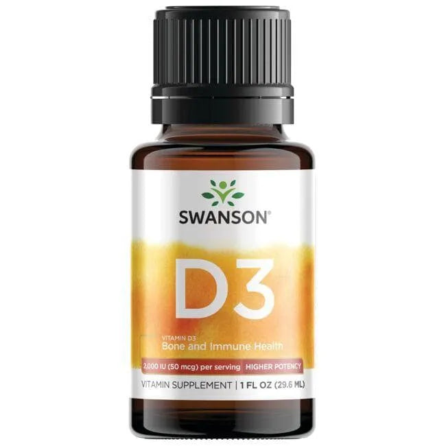 Vitaminas D3 - Skystas - 2000 IU - 50 mcg - 29.6 ml - Swanson - Papildai