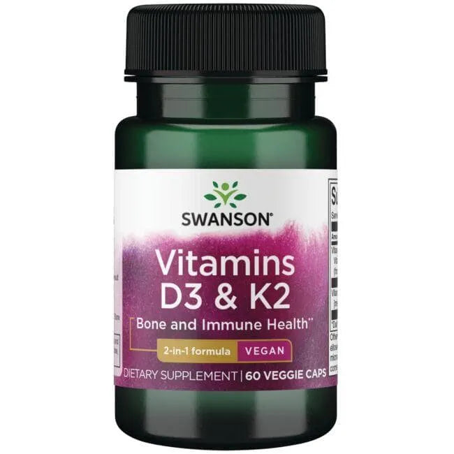 Vitamins D3 & K2 - 2,000 IU - 75 mcg - N60 - Swanson - Papildai