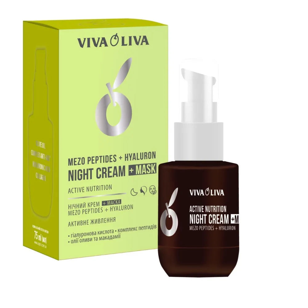 VIVA OLIVA Veido kremas-maska Meso Peptidai + Hialurono Aktyvi Mityba - naktį 75ml - Kosmetika