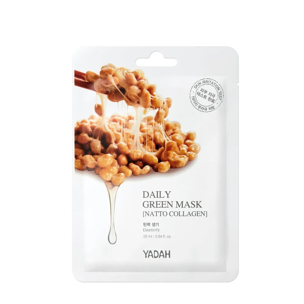 YADAH Daily Green Sheet Mask Natto-Collagen 25 ml - Kosmetika
