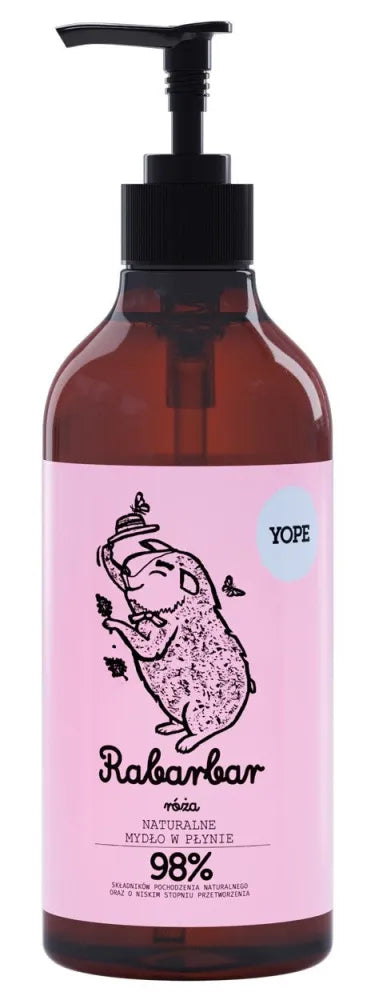 YOPE Rhubarb and Rose skystas muilas 500ml - Kosmetika