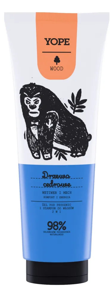 YOPE Wood Shower Gel and Shampoo 2in1 Kedro medis 250ml - Kosmetika