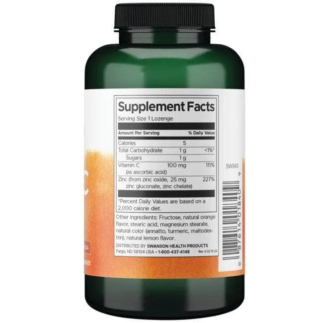 Zinc & C Lozenges - Orange Lemon Flavor - Imunitetui - N200 - Swanson - Papildai