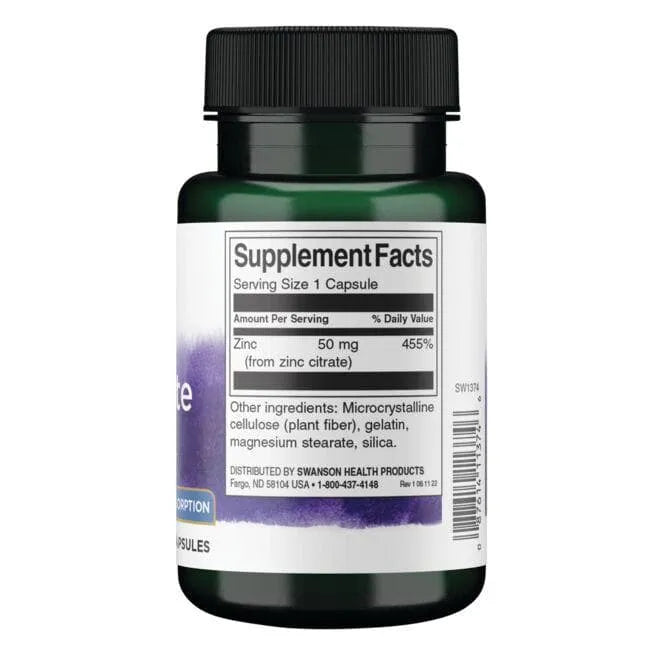 Zinc Citrate - Cinko citratas - Imunitetui - N60 - Swanson - Papildai